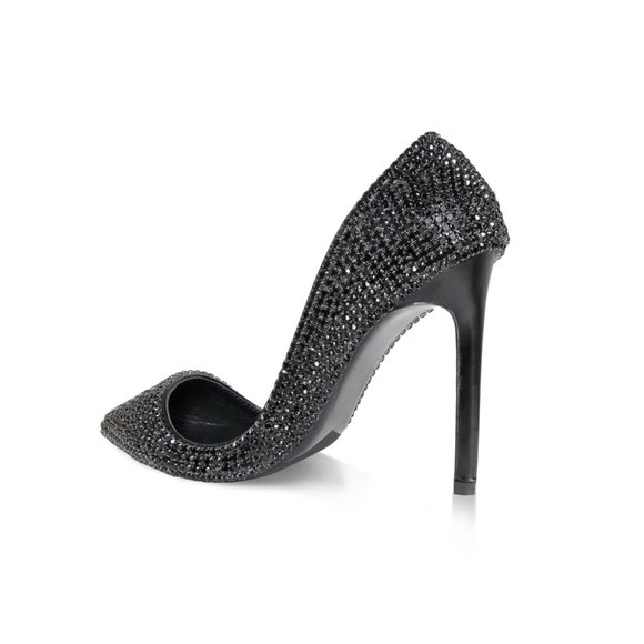 Black Diamond Bling High Heel Stilettos - Picture 4 of 5